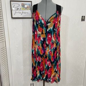 Allen B Schwartz Dress Size 8 Midi Knee Length Hi-lo Sleeveless Pleated Chiffon